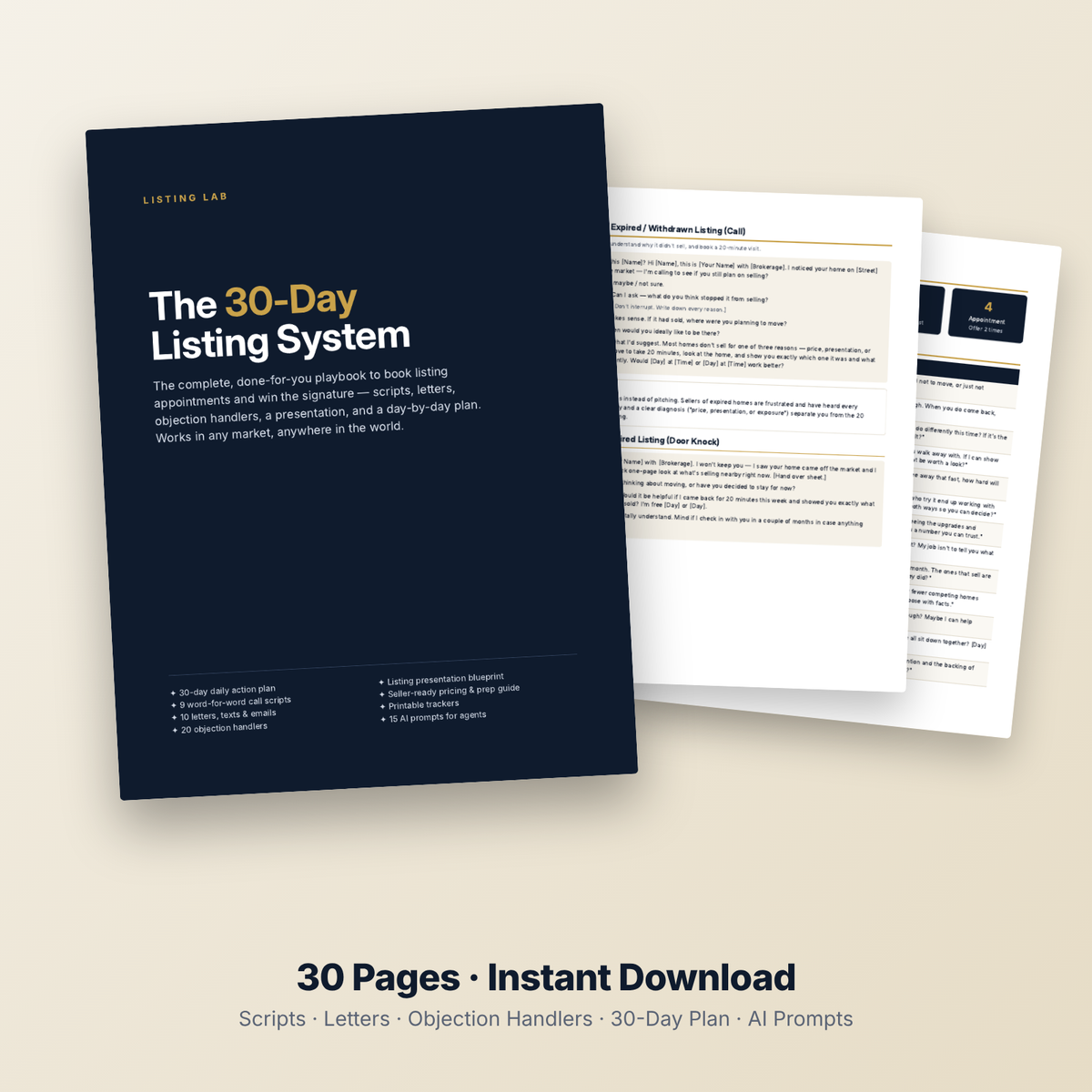 The 30-Day Listing System - real estate agent prospecting scripts, expired listing letters and objection handlers PDF